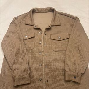 Women’s Tan Shacket | Button-Up Shirt Jacket | Casual Layer | Size XL